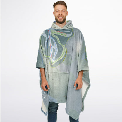 Sommet Morin Heights, Quebec Ski Resort Map Flannel Blanket Poncho