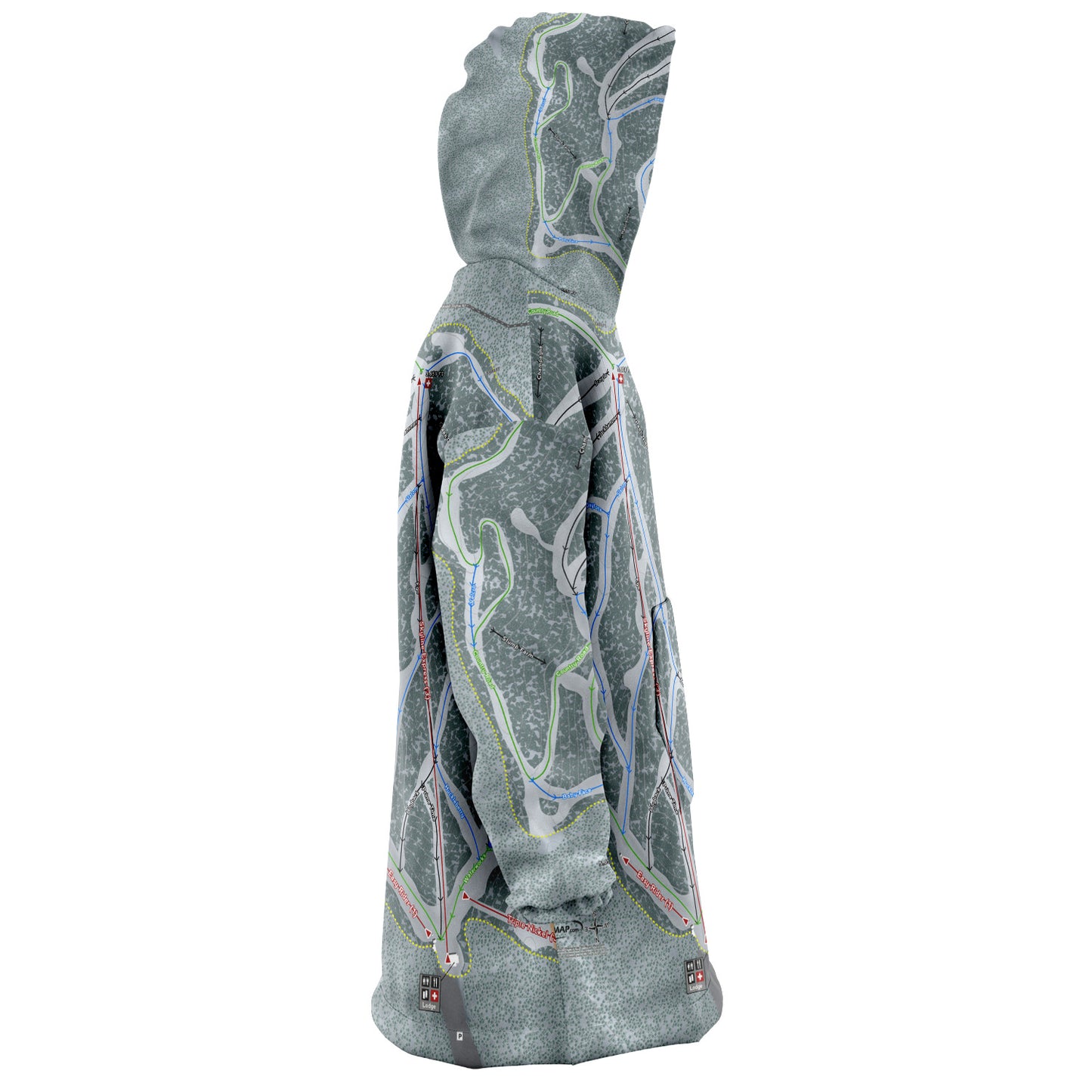 Bluewood, Washington Ski Trail Map - Snug Hoodie