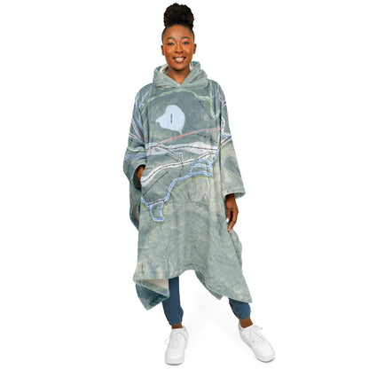 Middlebury Snow Bowl, Vermont Ski Resort Map Flannel Blanket Poncho