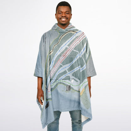 Ski Brule, Michigan Ski Resort Map Flannel Blanket Poncho