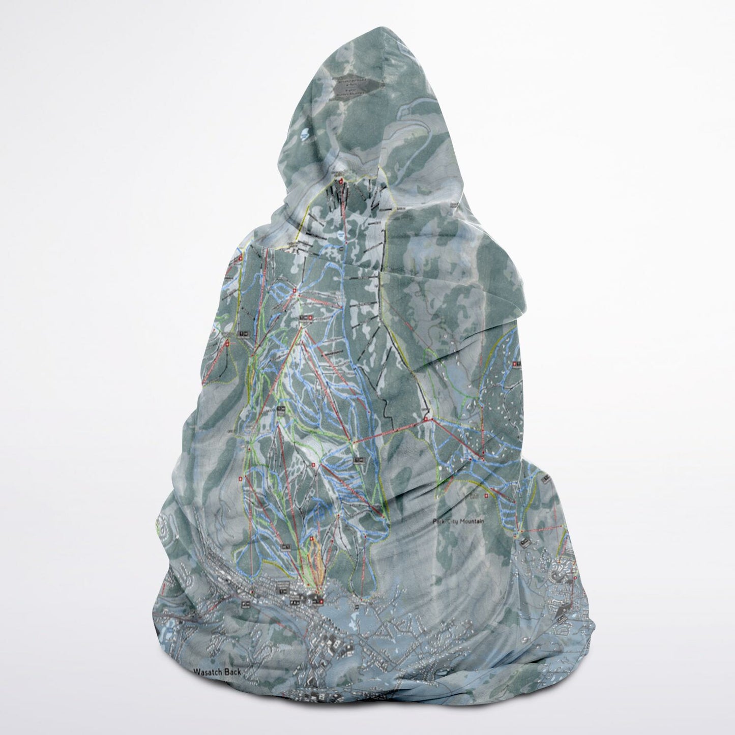 Wasatch Back, Utah Ski Trail Map - Adult Hooded Blanket