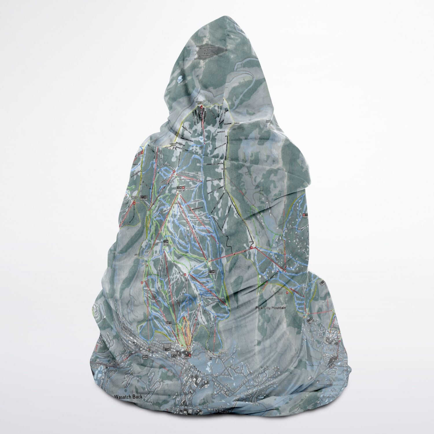 Wasatch Back, Utah Ski Trail Map - Adult Hooded Blanket