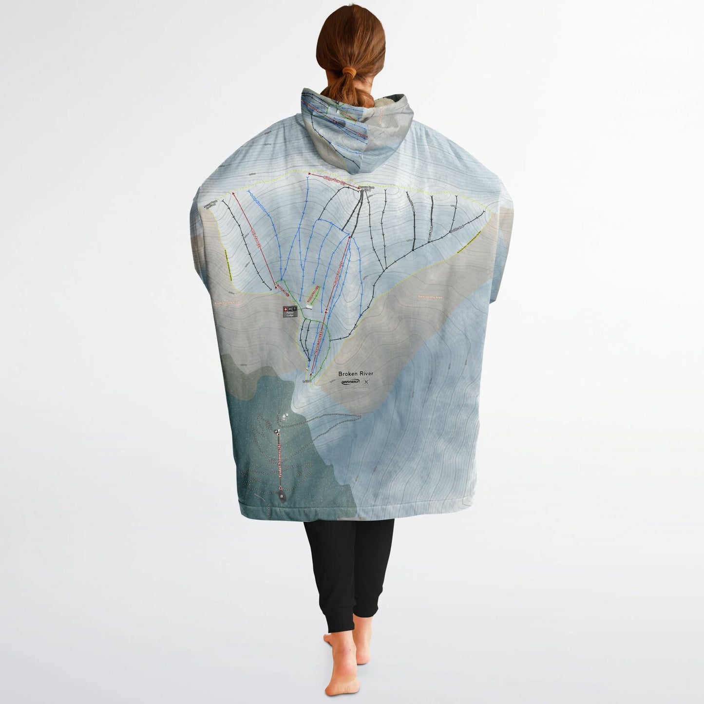 Broken River, New Zealand Ski Trail Map - Snug Hoodie - Powderaddicts