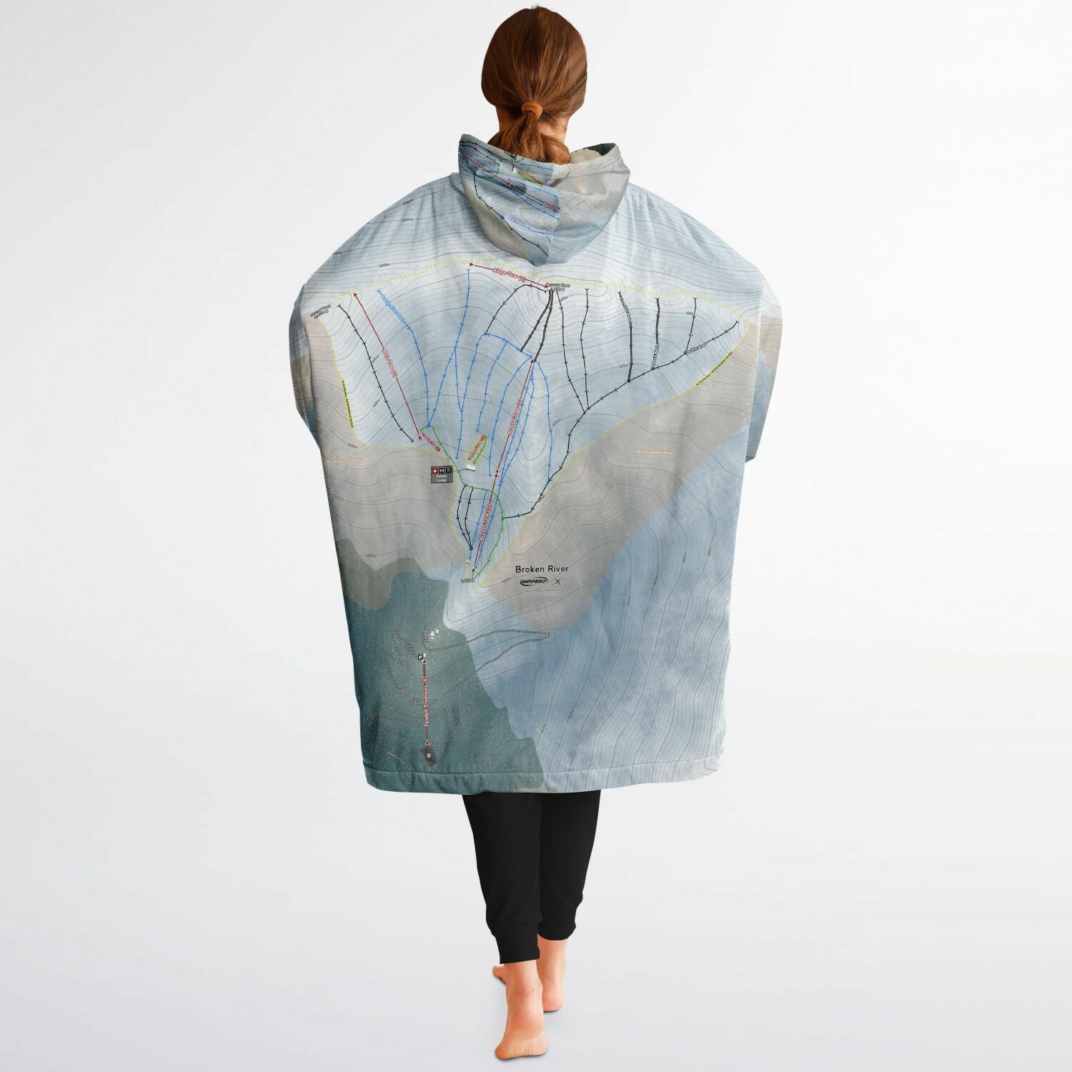 Broken River, New Zealand Ski Trail Map - Snug Hoodie - Powderaddicts