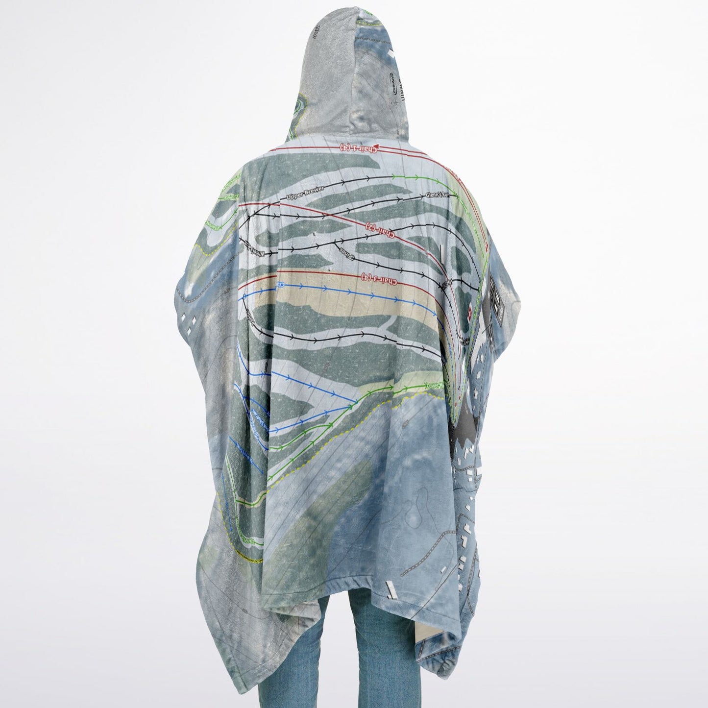 Swain, New York Ski Resort Map Flannel Blanket Poncho