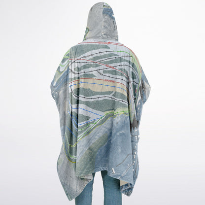 Swain, New York Ski Resort Map Flannel Blanket Poncho