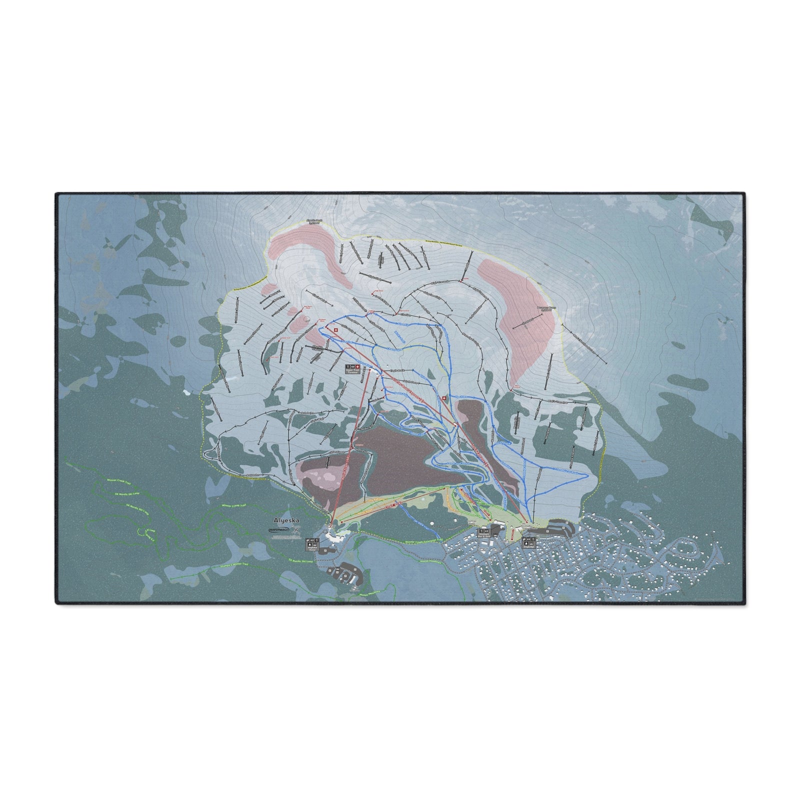 Alyeska, Alaska Ski Resort Map Heavy Duty Floor Mat