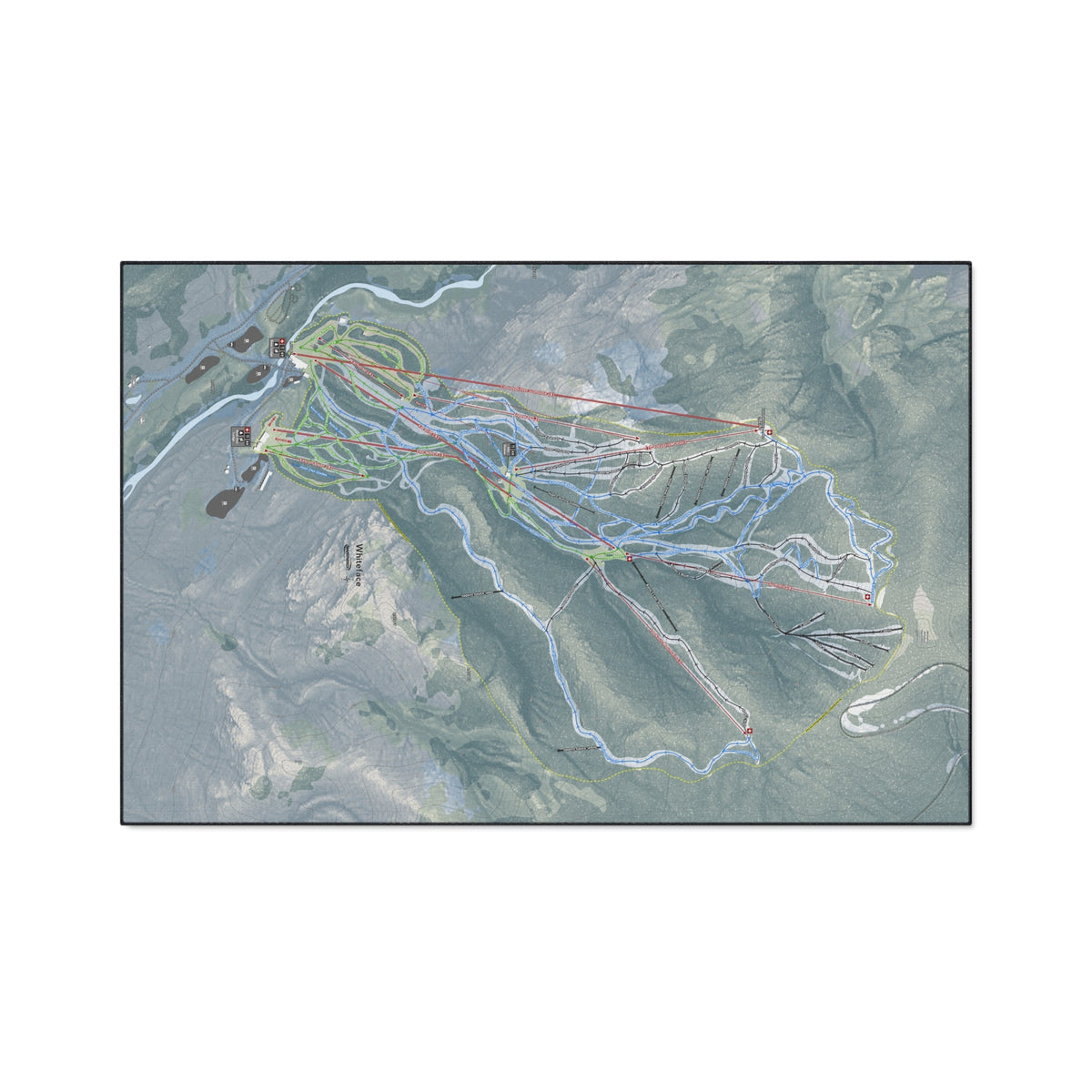 Whiteface Mountain, New York Ski Resort Map Heavy Duty Floor Mat