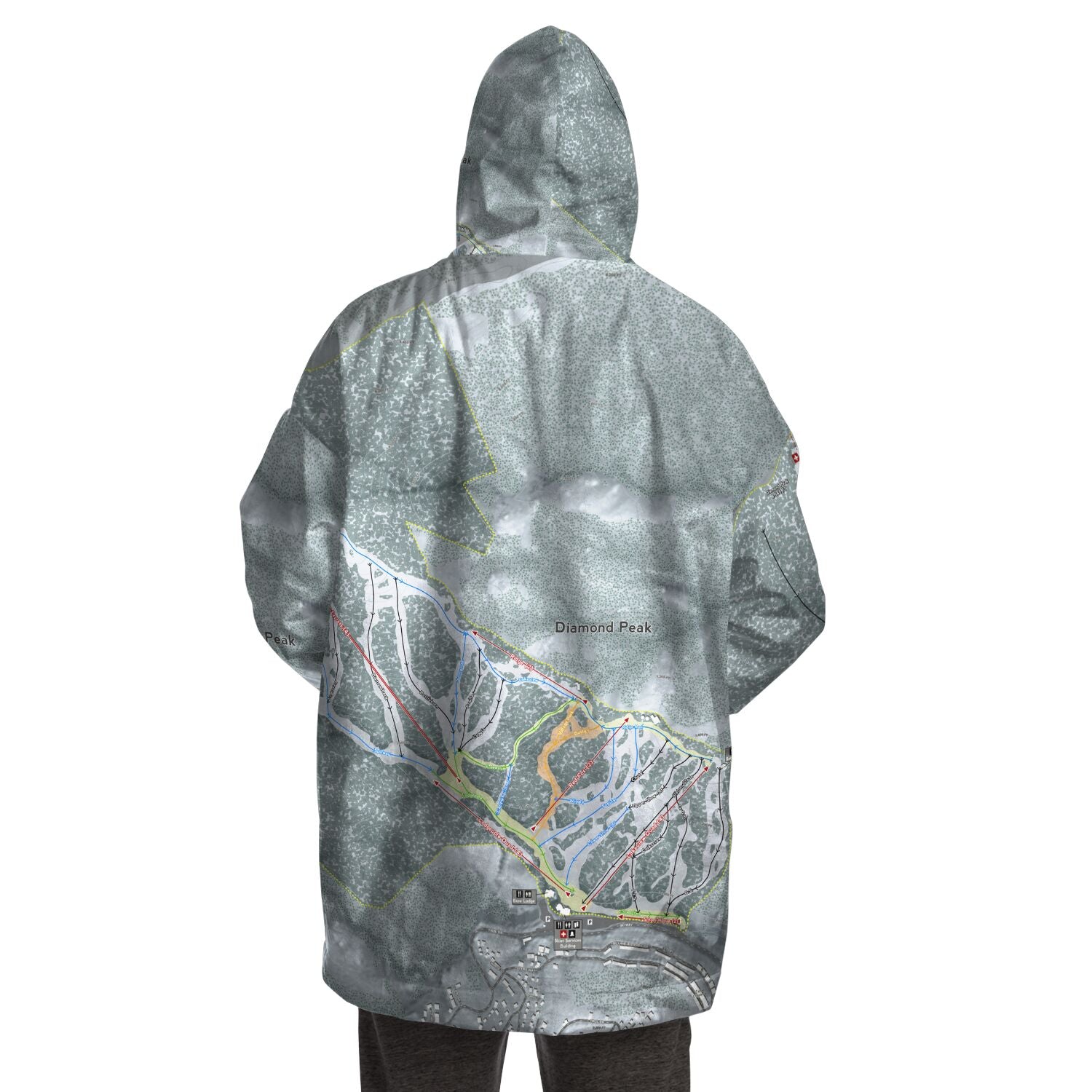 Diamond Peak, Nevada Ski Trail Map - Snug Hoodie