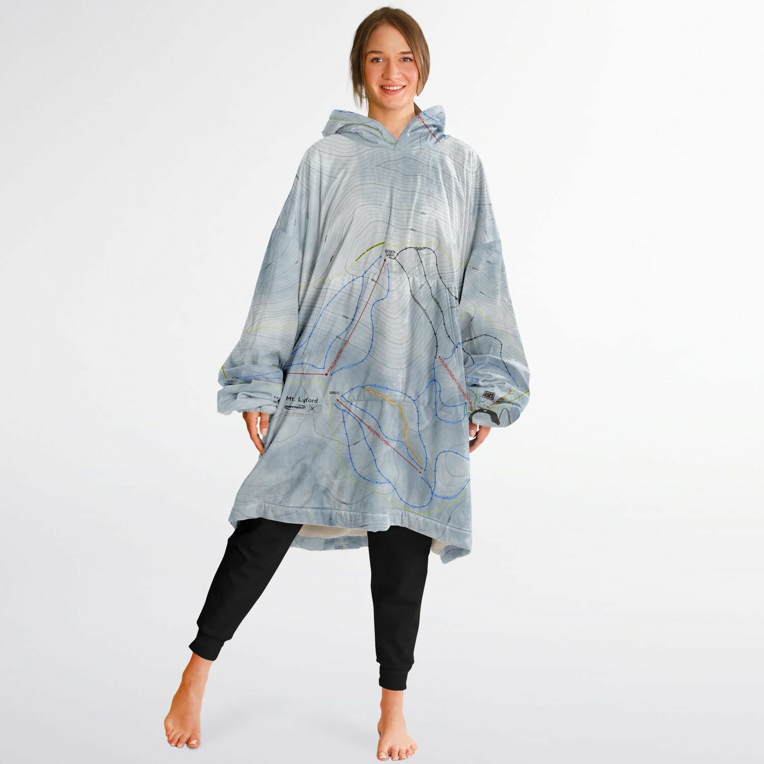 Mt Lyford, New Zealand Ski Trail Map - Snug Hoodie