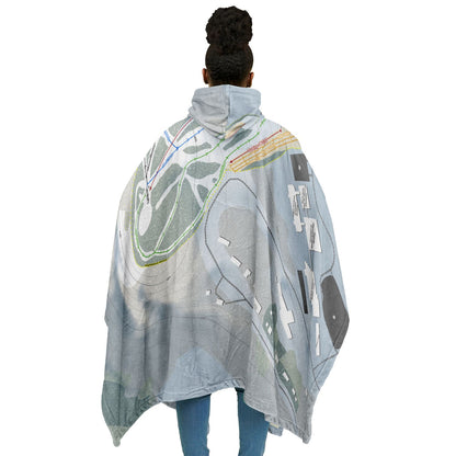 Mt Zion, Michigan Ski Resort Map Flannel Blanket Poncho