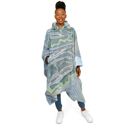 Sommet Saint-Sauveur, Quebec Ski Resort Map Flannel Blanket Poncho