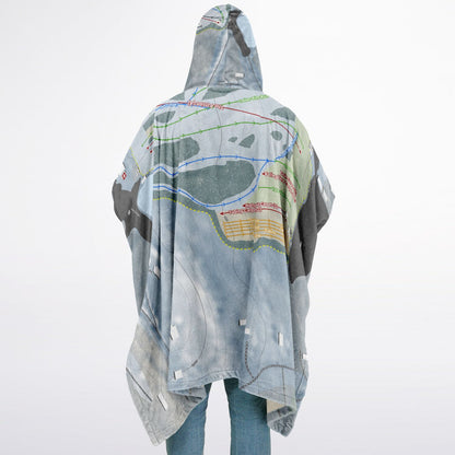 Mount Peter, New York Ski Resort Map Flannel Blanket Poncho