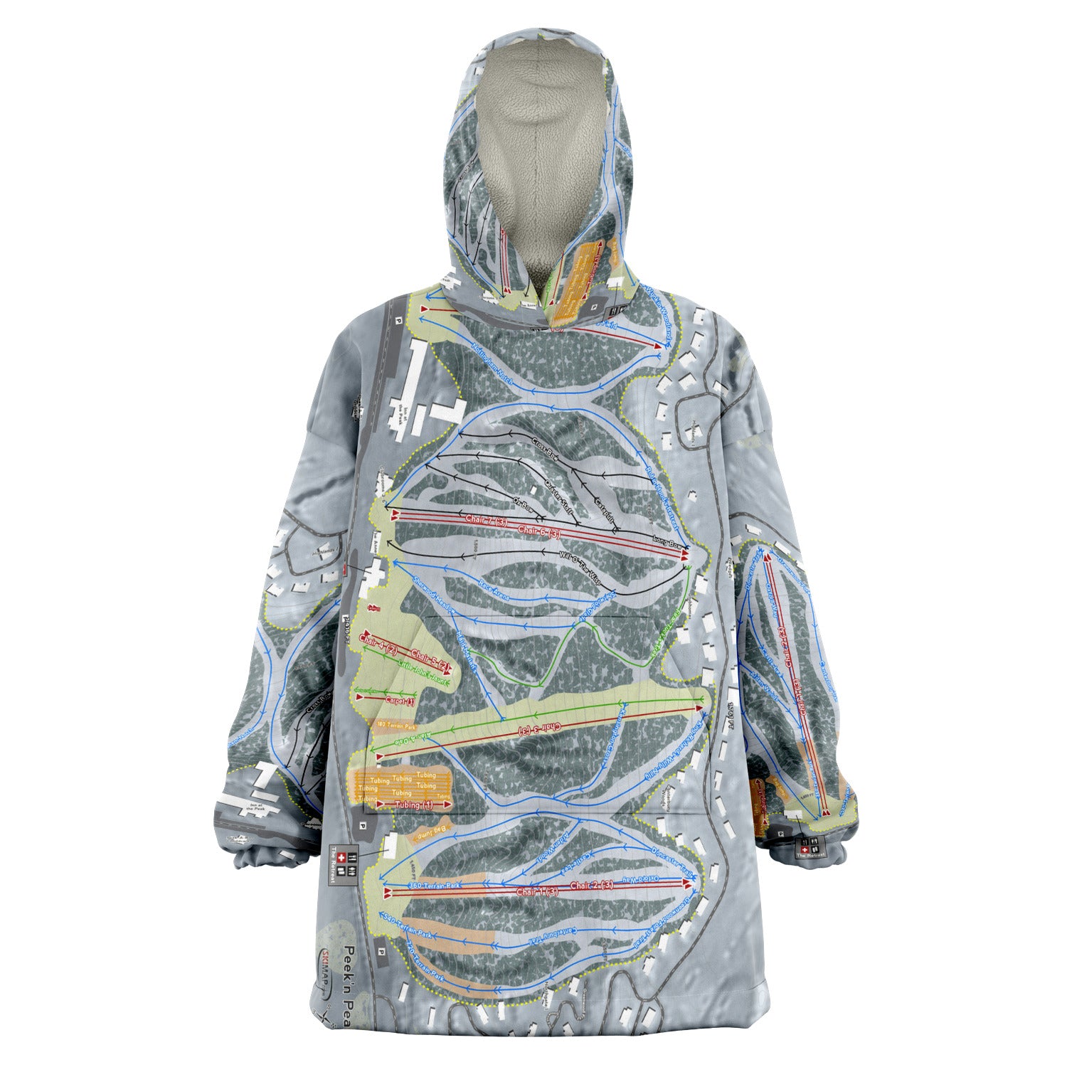 Peek'n Peak, New York Ski Trail Map Snug Hoodie