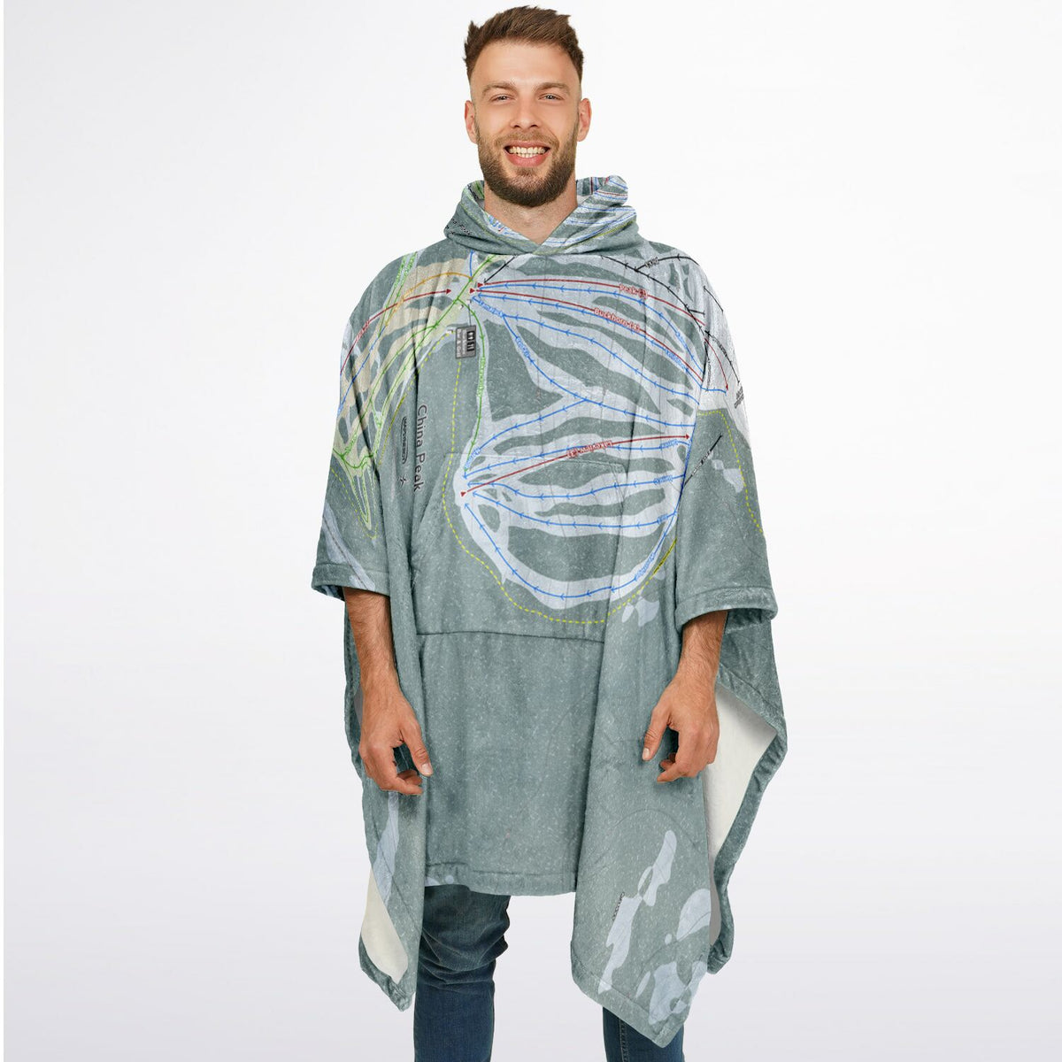 China Peak, California Ski Resort Map Flannel Blanket Poncho