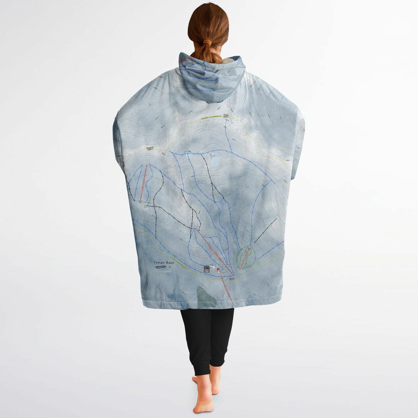 Temple Basin, New Zealand Ski Trail Map - Snug Hoodie - Powderaddicts
