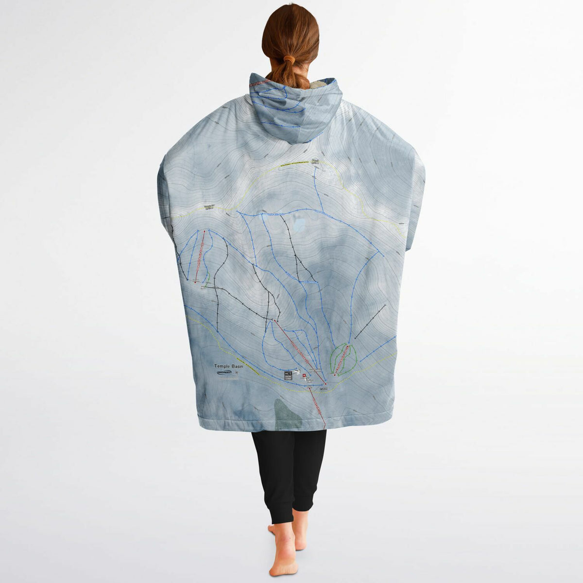 Temple Basin, New Zealand Ski Trail Map - Snug Hoodie