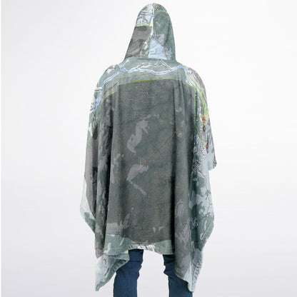 Tamarack, Idaho Ski Resort Map Flannel Blanket Poncho