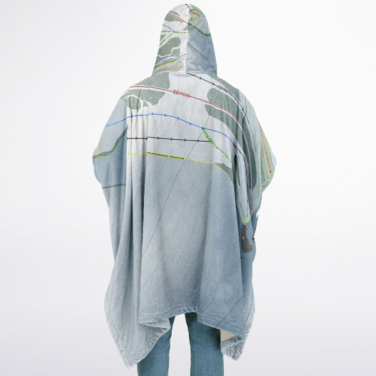 Mount Joy, Alberta Ski Resort Map Flannel Blanket Poncho