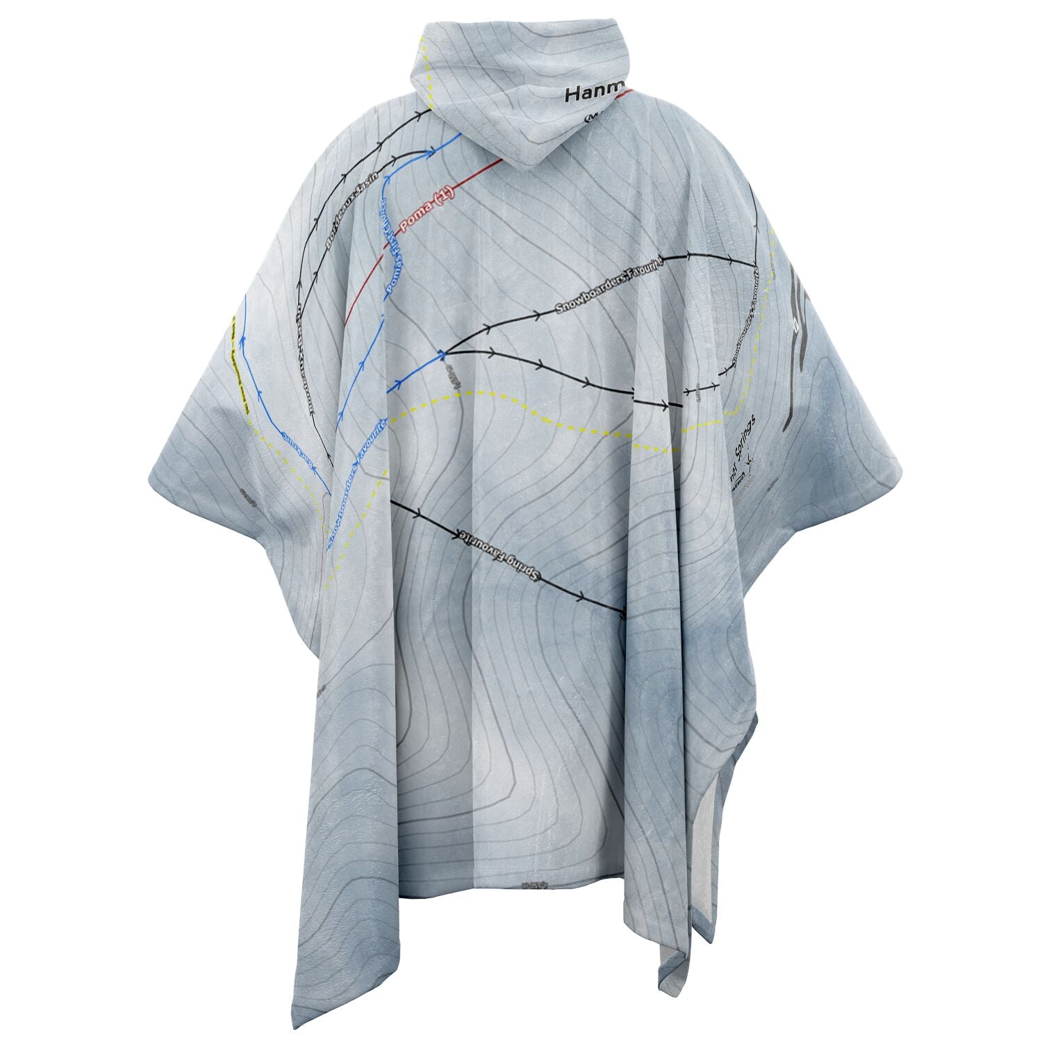 Hanmer Springs, New Zealand Ski Resort Map Flannel Blanket Poncho - Powderaddicts