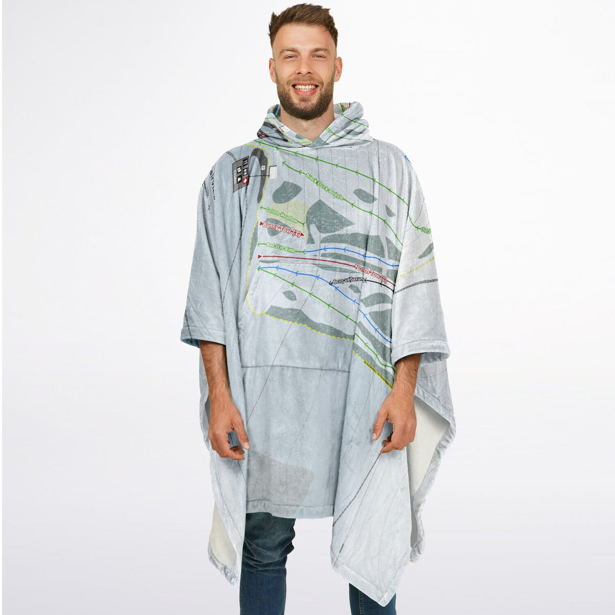Fairview, Alberta Ski Resort Map Flannel Blanket Poncho