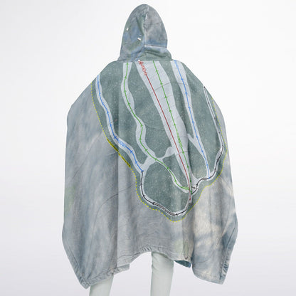 Baker Mountain, Maine Ski Resort Map Flannel Blanket Poncho