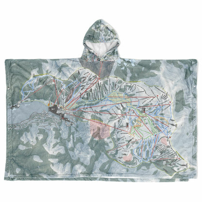 Palisades Tahoe, California Ski Resort Map Flannel Blanket Poncho