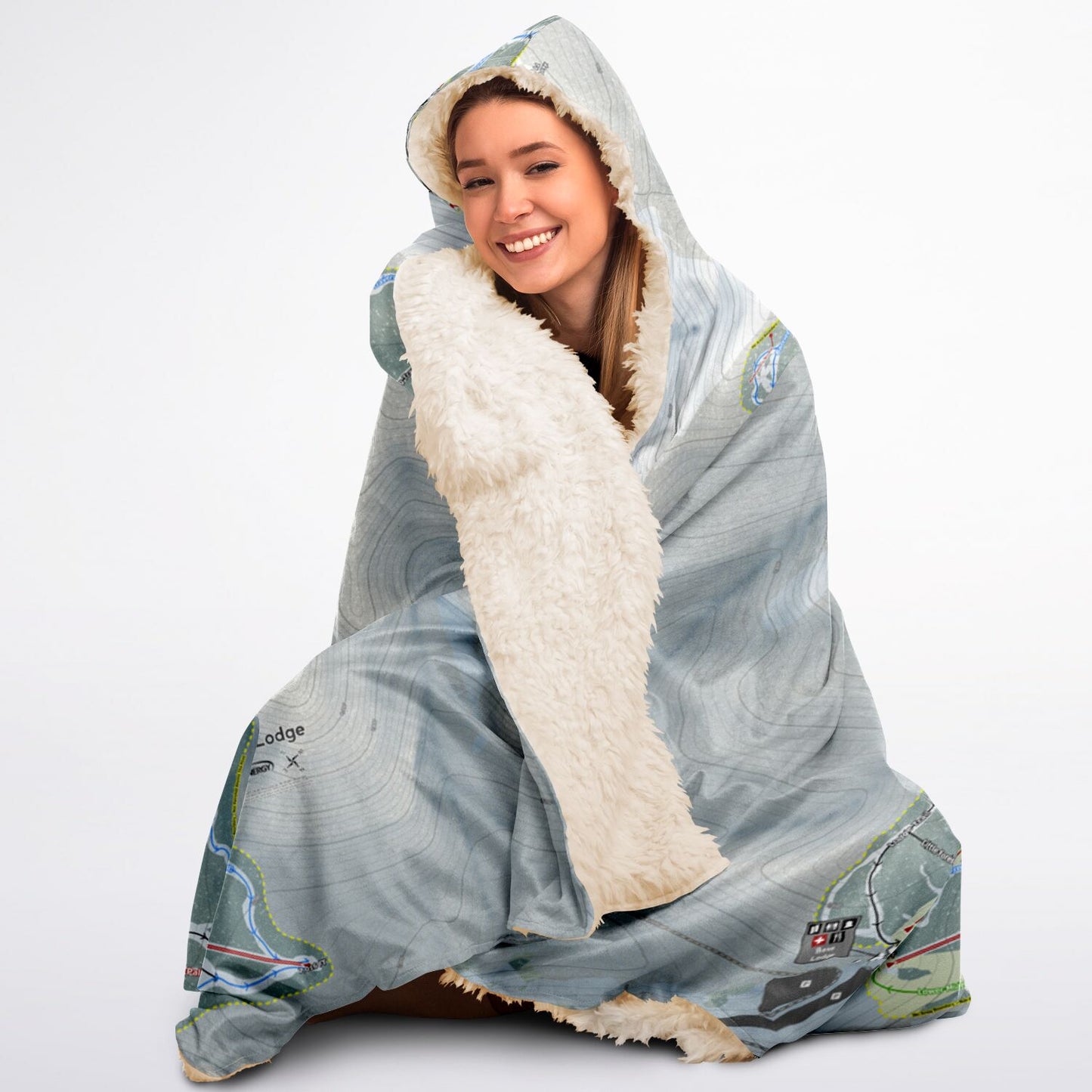 Red Lodge, Montana Ski Trail Map - Adult Hooded Blanket - Powderaddicts