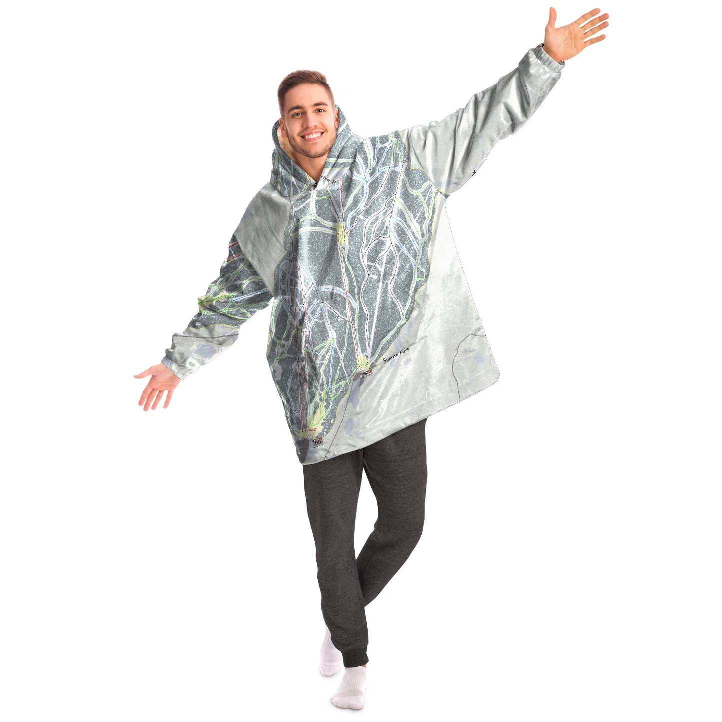 Sunrise Park, Arizona Ski Trail Map Snug Hoodie - Powderaddicts