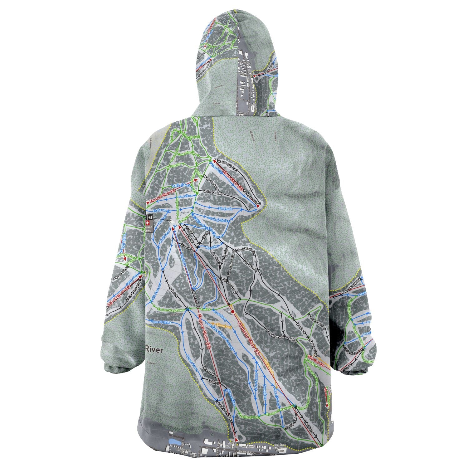 Red River, New Mexico Ski Trail Map - Snug Hoodie