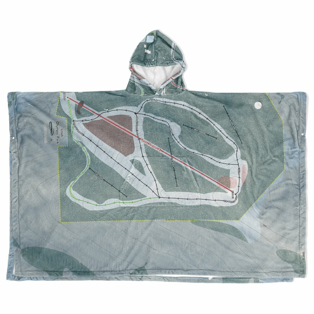 Utah Olympic Park, Utah Ski Resort Map Flannel Blanket Poncho