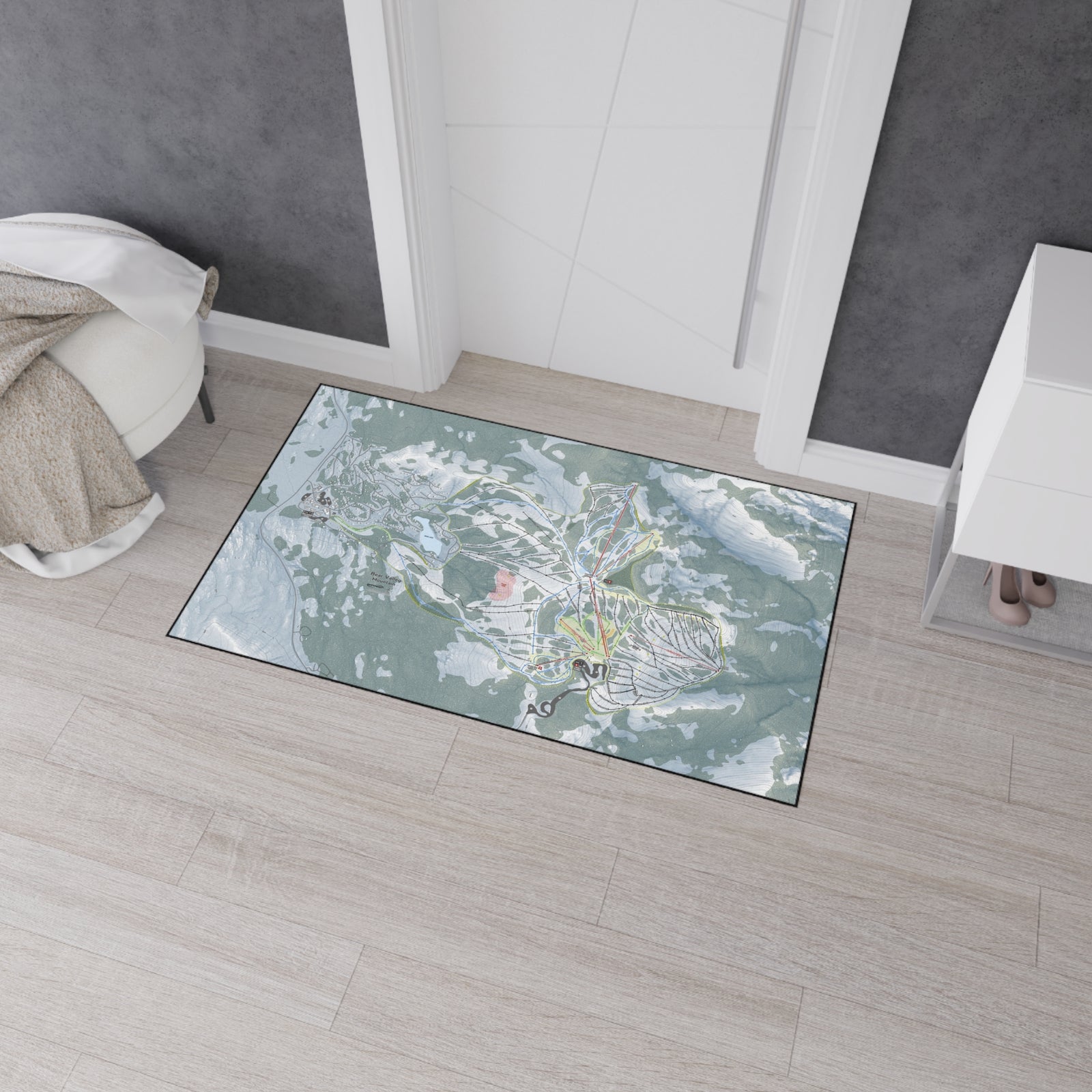 Bear Valley Mountain, California Ski Resort Map Heavy Duty Floor Mat