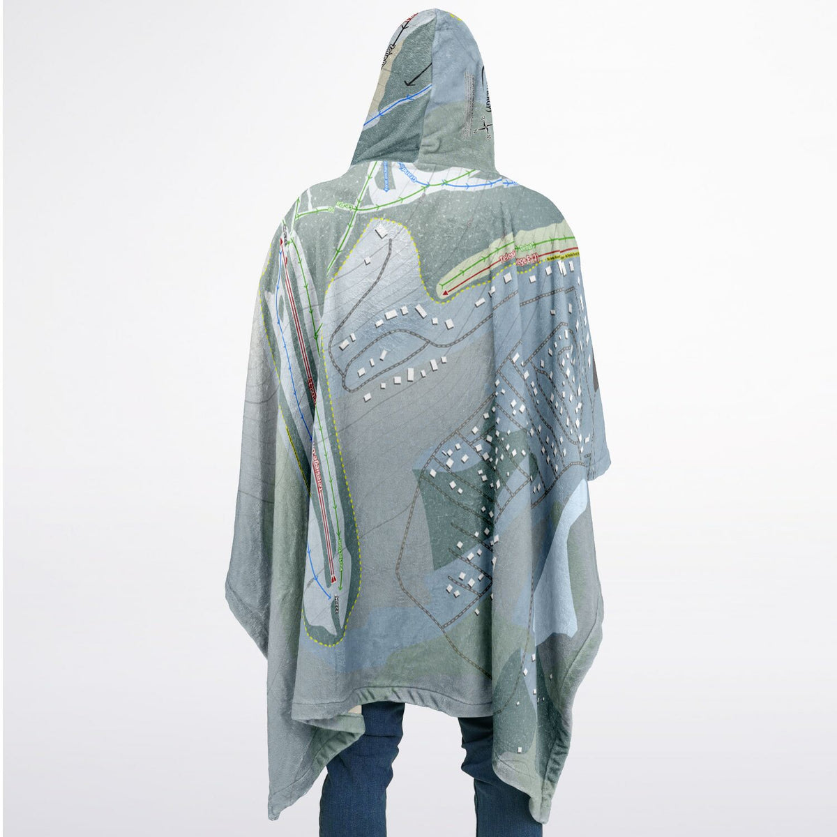 Ski Montcalm, Quebec Ski Resort Map Flannel Blanket Poncho