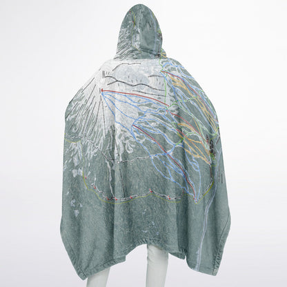Mt Bachelor, Oregon Ski Resort Map Flannel Blanket Poncho