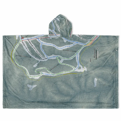 Bluewood, Washington Ski Resort Map Flannel Blanket Poncho
