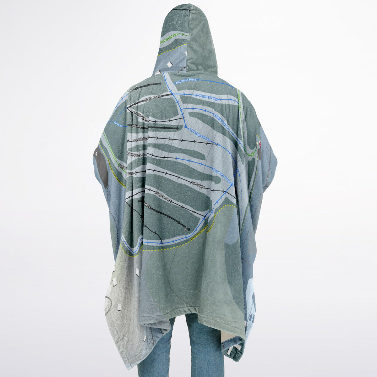 Mont Alta, Quebec Ski Resort Map Flannel Blanket Poncho