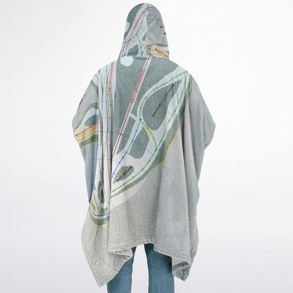 Mont-Bellevue, Quebec Ski Resort Map Flannel Blanket Poncho