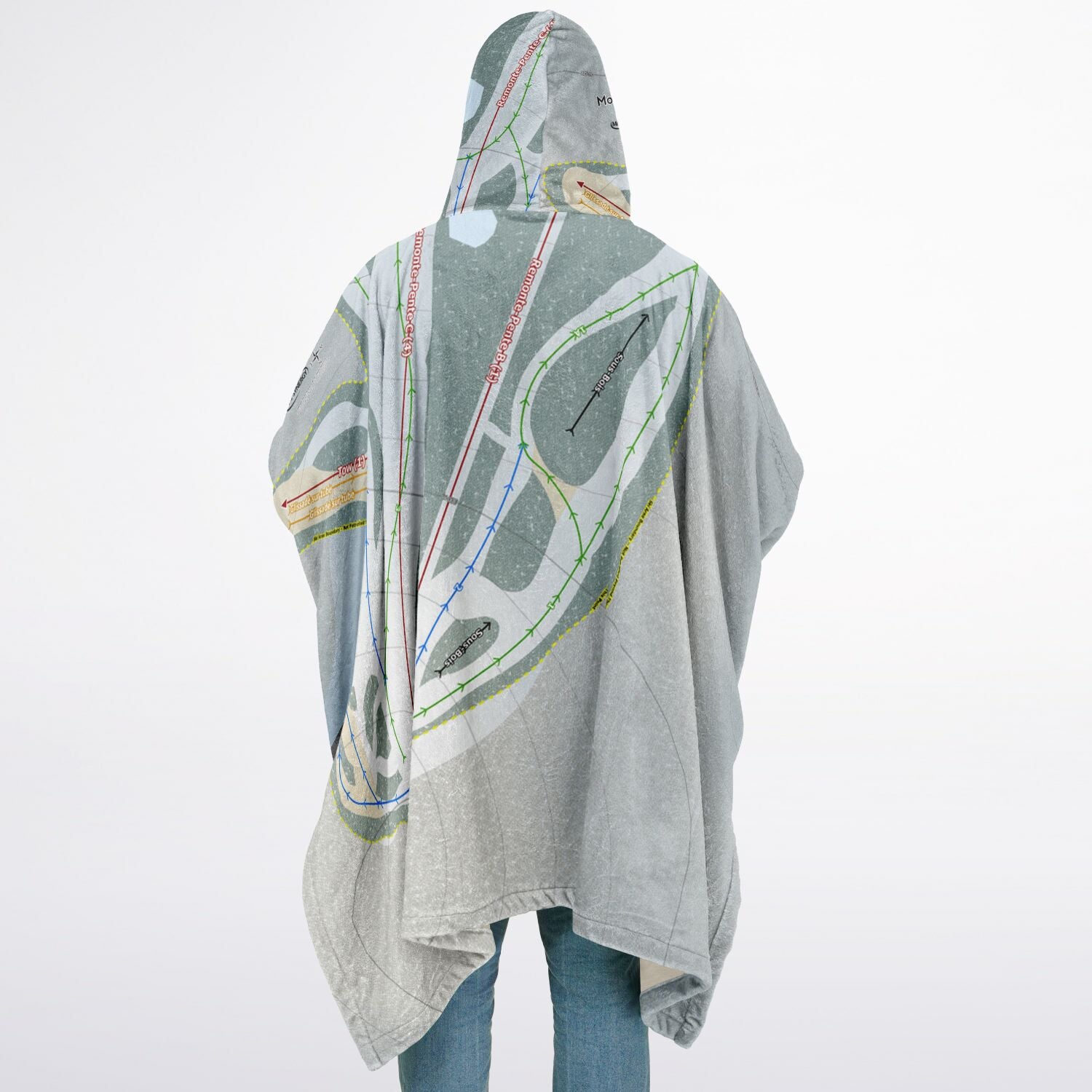 Mont-Bellevue, Quebec Ski Resort Map Flannel Blanket Poncho
