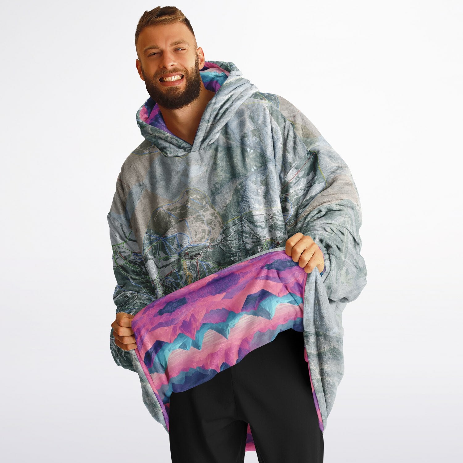 Powder Mountain, Utah Ski Resort Map Reversible Snug Hoodie