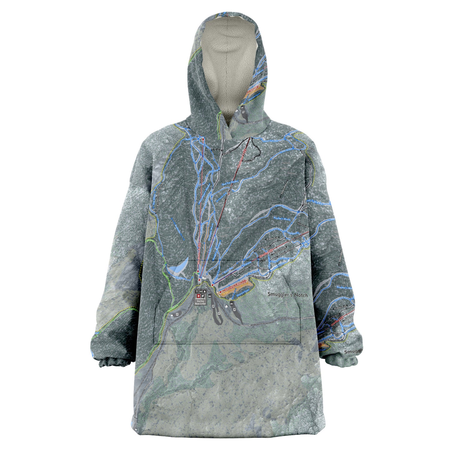 Smuggler's Notch, Vermont Ski Trail Map - Snug Hoodie - Powderaddicts