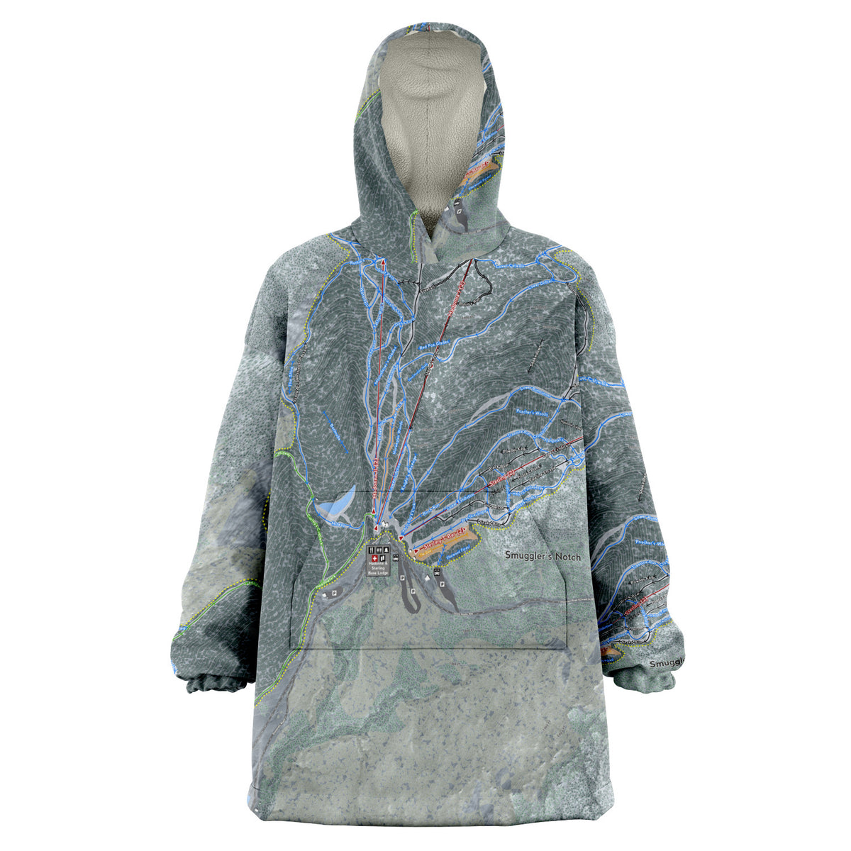 Smuggler&#39;s Notch, Vermont Ski Trail Map - Snug Hoodie