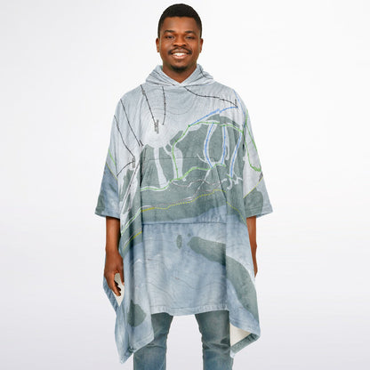 Soldier Mountain, Idaho Ski Resort Map Flannel Blanket Poncho