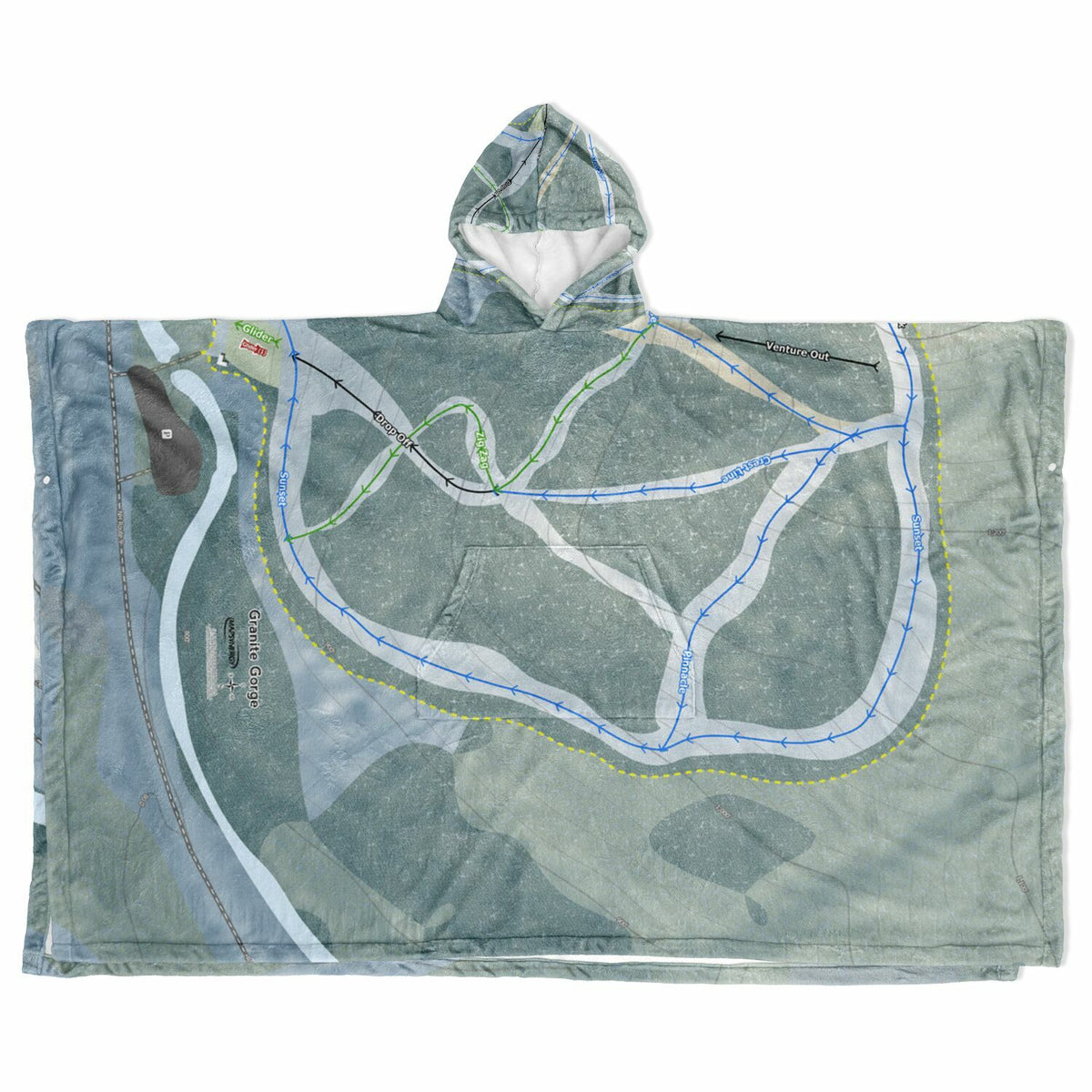 Granite Gorge, New Hampshire Ski Resort Map Flannel Blanket Poncho