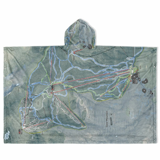 Gore Mountain, New York Ski Resort Map Flannel Blanket Poncho