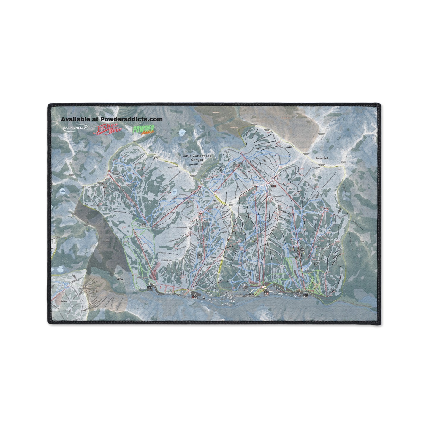FISHER Little Cottonwood Canyon, Utah Ski Resort Map Heavy Duty Floor Mat