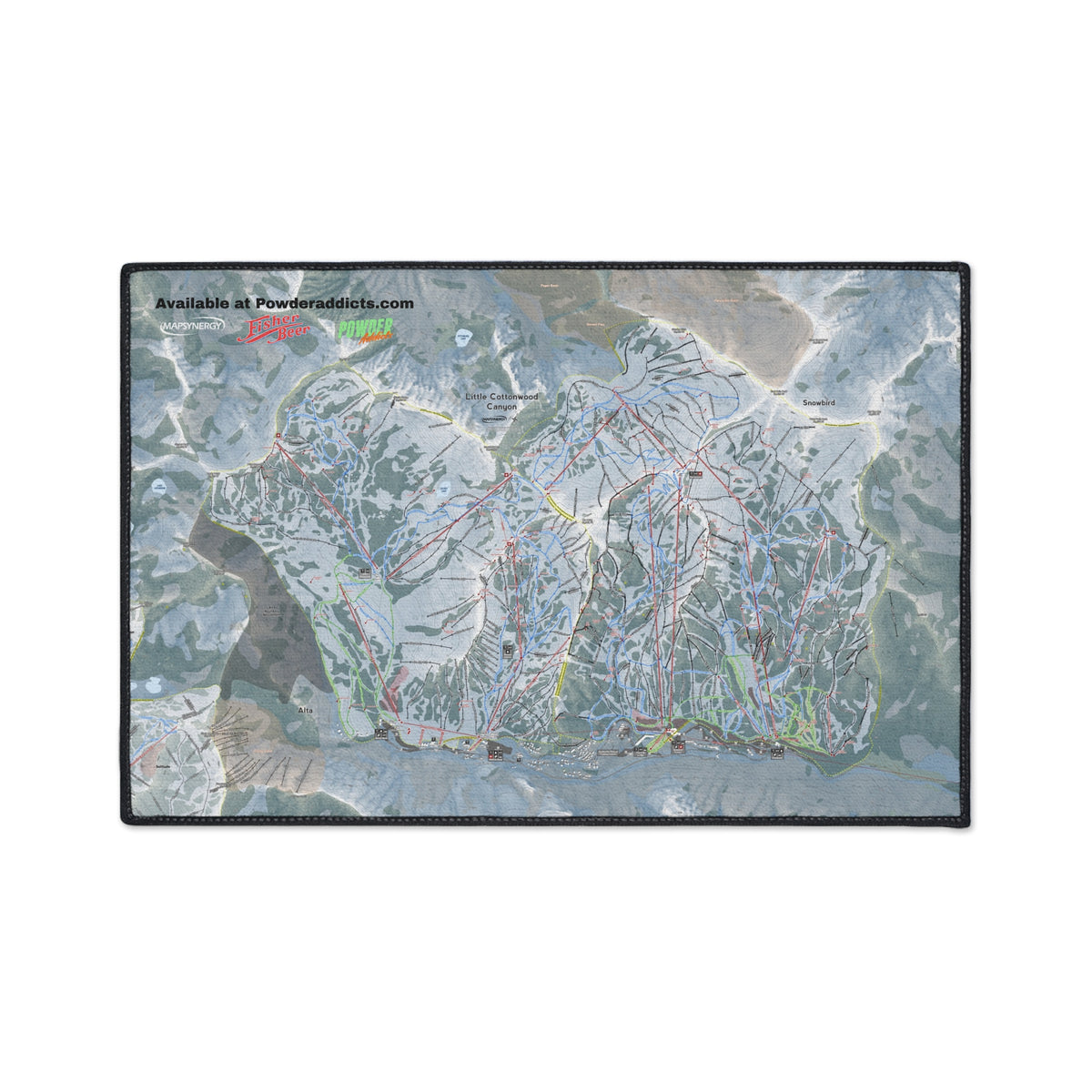 FISHER Little Cottonwood Canyon, Utah Ski Resort Map Heavy Duty Floor Mat