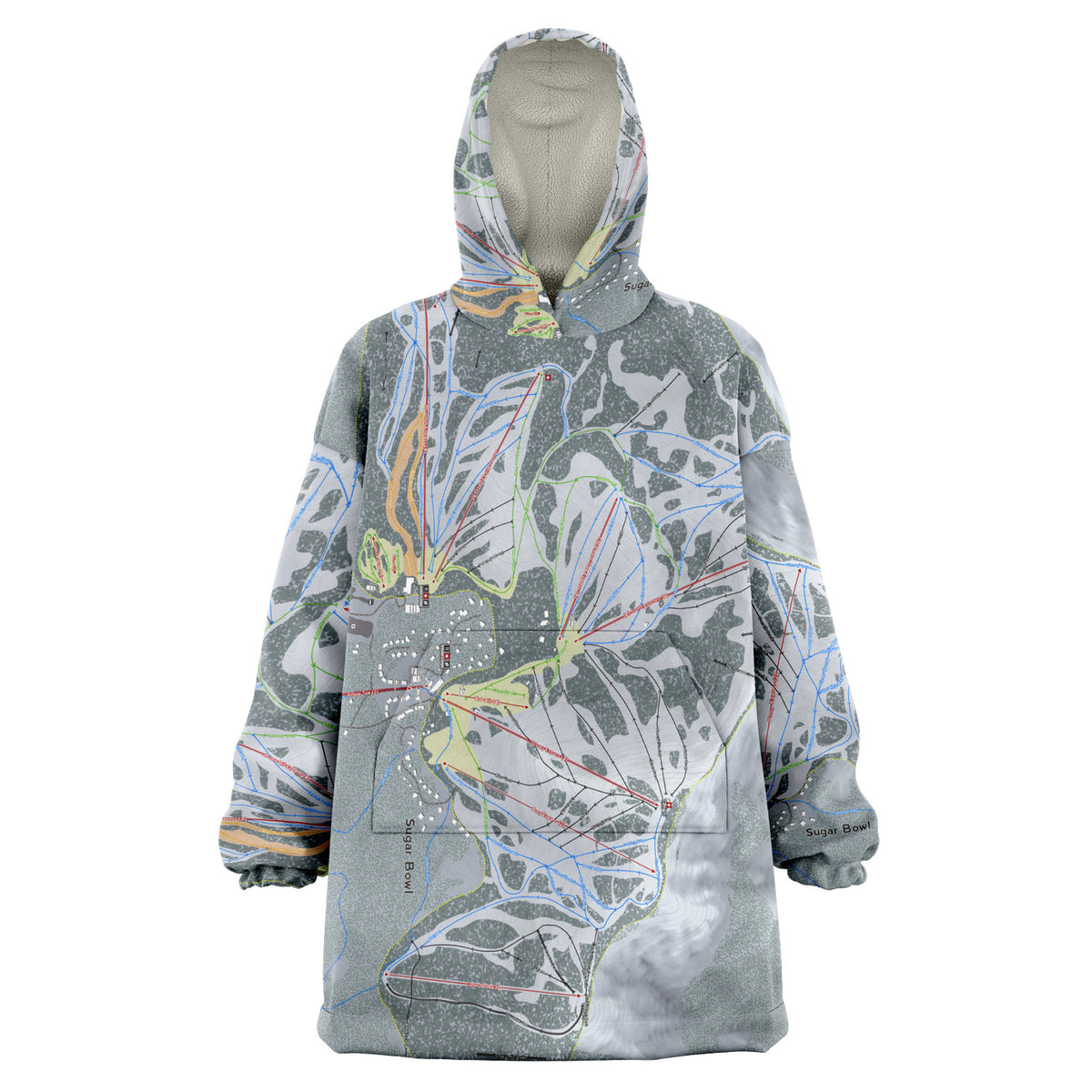 Sugar Bowl, California Ski Trail Map - Snug Hoodie