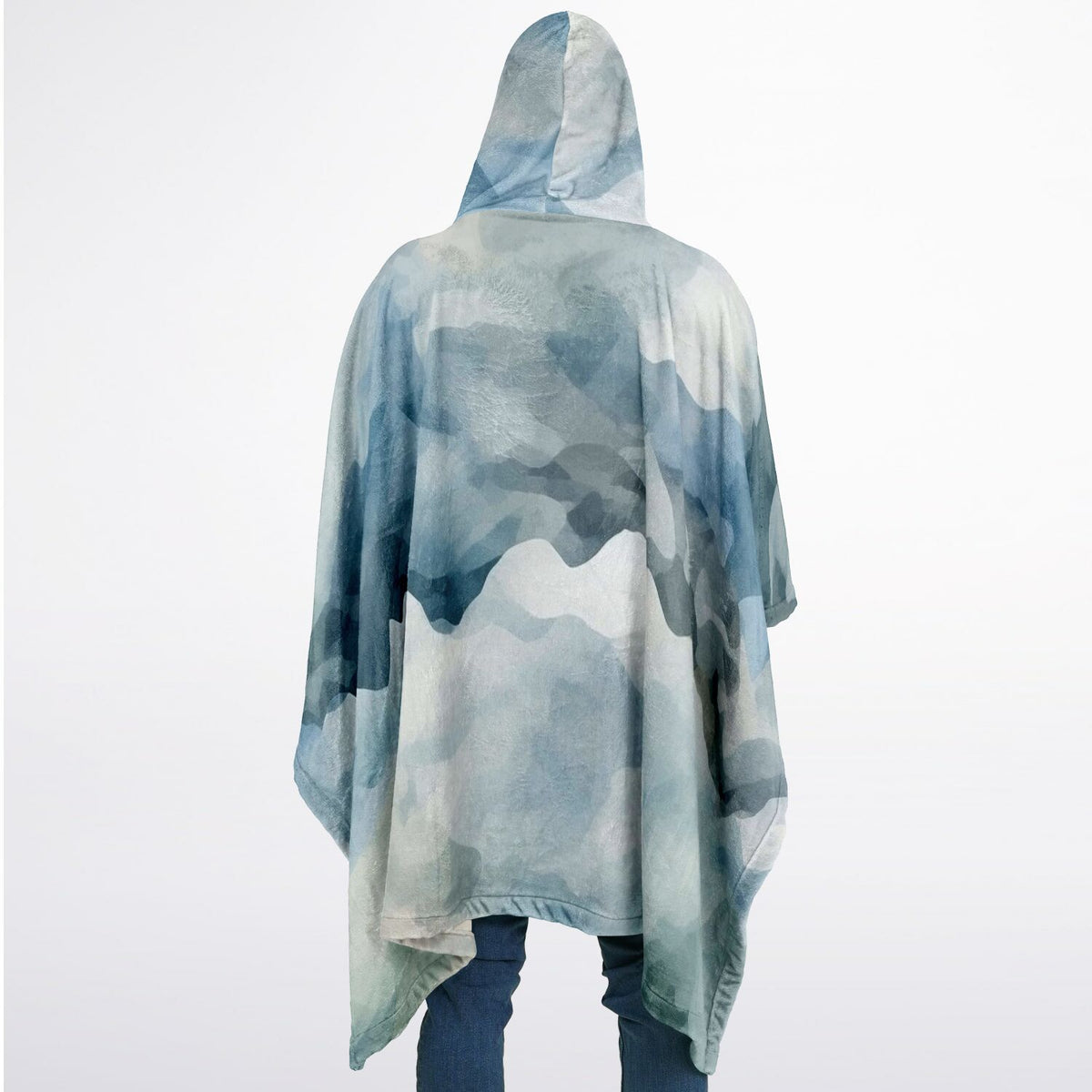 Watercolor Misty Mountain, Flannel Blanket Poncho