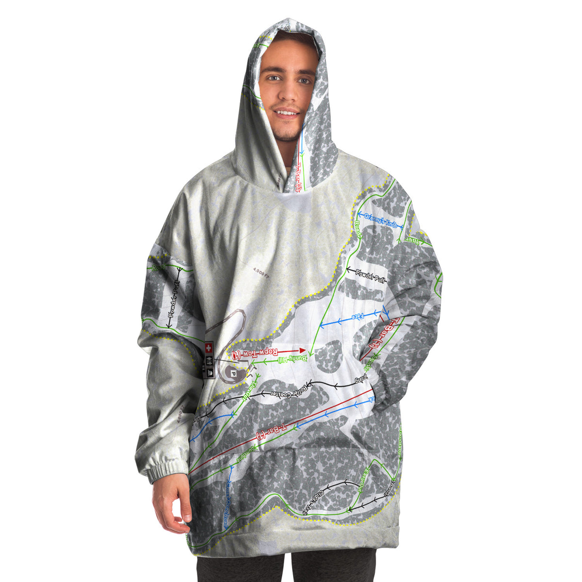 Bald Mountain, Idaho Ski Trail Map Snug Hoodie