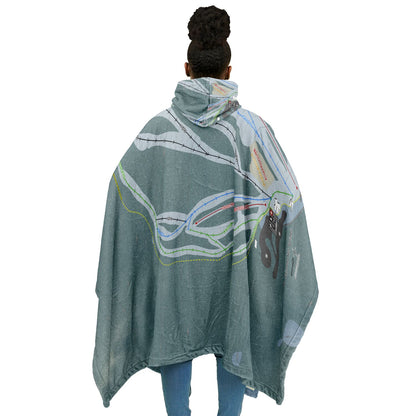 Fairmont Hot Springs, British Columbia Ski Resort Map Flannel Blanket Poncho